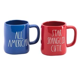 Rae Dunn Star Spangle Cutie Mug 2pc Set NIB American Ceramic Patriotic Gift